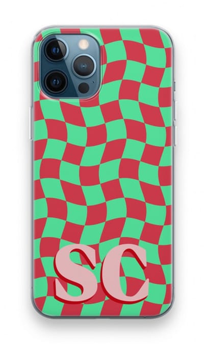 Gepersonaliseerd - Case Company® - Hoesje geschikt voor iPhone 12 Pro hoesje - Grid Monogram - Soft Cover Telefoonhoesje - Bescherming aan alle Kanten en Schermrand
