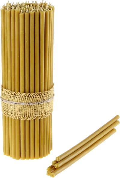 100% Bijenwas Ridderskaarsen voor Ritueel en Decoratie - Lange Brandduur, Rookvrij (50 Stuks)