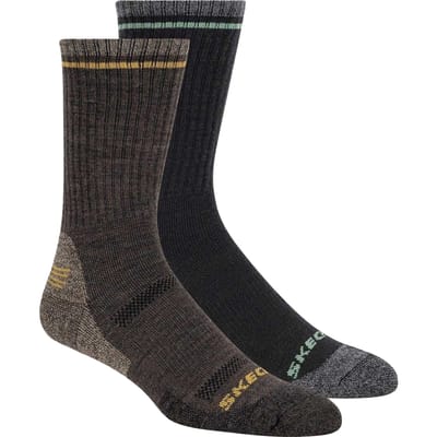 Skechers Heren Logo Crew Sokken (Set van 2) (Medium Bruin)