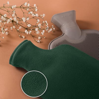 Warmwaterkruik Santi 1.8L - Zachte warmwaterkruik met wasbare Polar Fleece hoes, 1.8L inhoud en vrij van schadelijke stoffen, Groen