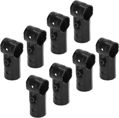 T-staaf klemset van 28 mm, 8 zwarte metalen eindrail klemmen met bouten en moeren, voor handrails en planken, koudgewalst staal en roestvrij staal