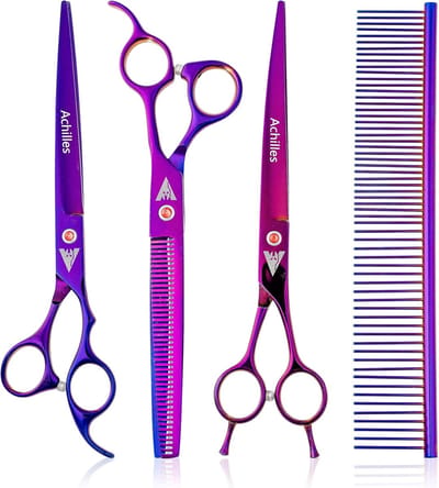 Achilles® Hondenschaar Murasaki (紫) - Pro Scharenset Hond 7 Inch - Effileerschaar Hond - Trimset