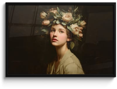 Poster in lijst - Fotolijst 90x60 cm - Posters - Bloemenstilte - Vrouw - Portret - Posterlijst zwart - Decoratie - Wanddecoratie woonkamer - Muurdecoratie slaapkamer