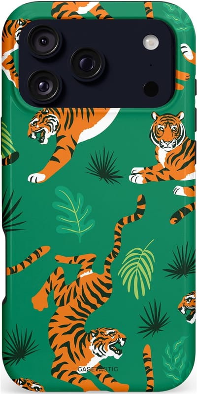 Casetastic hoesje geschikt voor Apple iPhone 17 Pro Max - MagSafe - Dubbellaagse bescherming - Oerwoudkracht - Fashion Case - Donkergroen Oranje Bruin