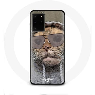Hoesje voor Samsung Galaxy S11 Plus Kat met grappige fotokap Dieren