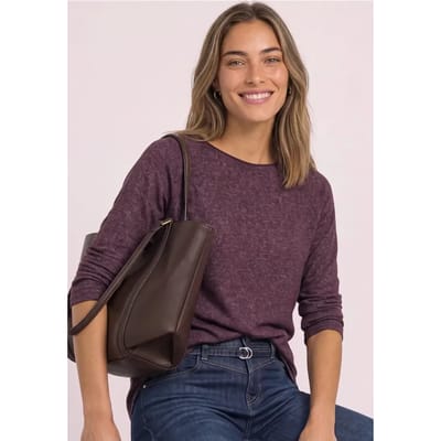 Longsleeve met ronde hals en rolrand
