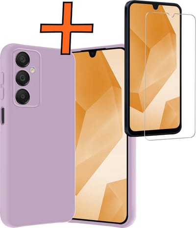 Hoes - Met Screenprotector - Geschikt voor Samsung Galaxy A16 - Sterk & Shockproof - Back Cover - Siliconen Case - Telefoon Hoes - Lila