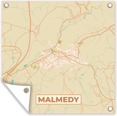 Tuin poster Stadskaart - Vintage - Kaart - Plattegrond - Malmedy - 200x200 cm - Tuindoek