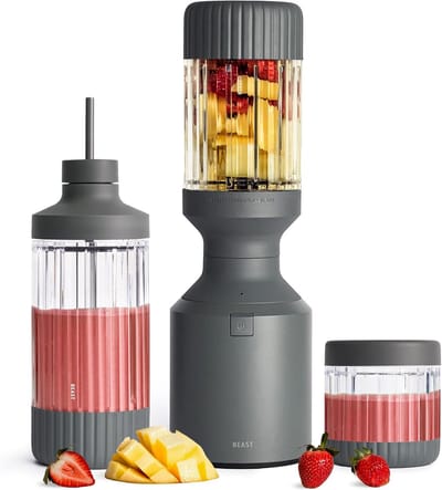 Krachtige Blender - Smoothie Maker - Gezonde Drankjes Maken - 1200W Motor - 3 Bekers - Donkergrijs
