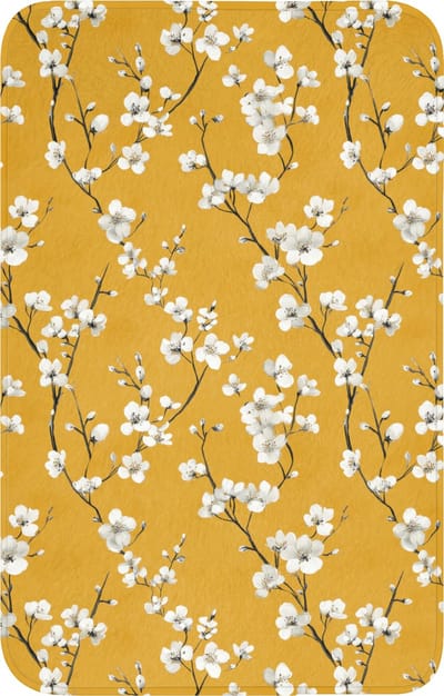 WC mat 50x80 cm - Antislip - Bloesemtak - Aquarel - Geel - Toiletmat - Vloermat - Douchemat - Toilet tapijt - Toiletmatten
