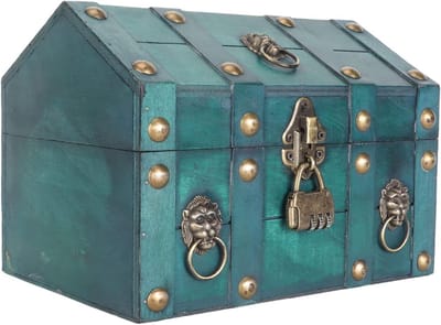Houten Kist - Decoratieve Schatkist - Sieraden Opbergen - Met Cijferslot - 18 x 17 x 24 cm - Houtkleur