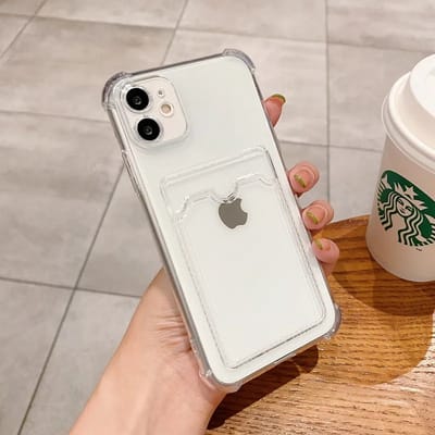 Rico Vitello Siliconen anti shock back cover Geschikt voor Apple iPhone 11 doorzichtig (transparant) met kaarthouder/ telefoonhoesje met vakje voor pasje.