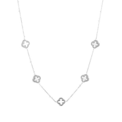 Bijoutheek Collier 5 Klavers Zwart/zilver