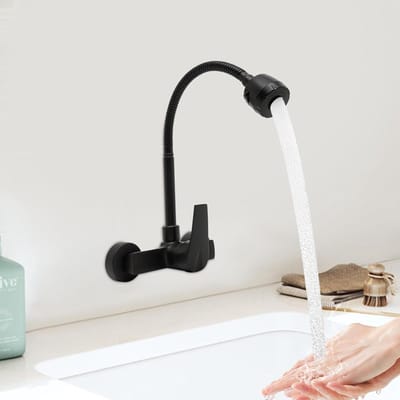 Wandkraan Keuken - Mengkraan Badkamer - Water Installeren - 360° Draaibaar - Verstelbaar Gat - Zwart