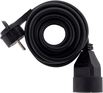 Zwarte 3 Meter Verlengkabel met Platte Stekker (16A, 2P+T, 3G1.5)