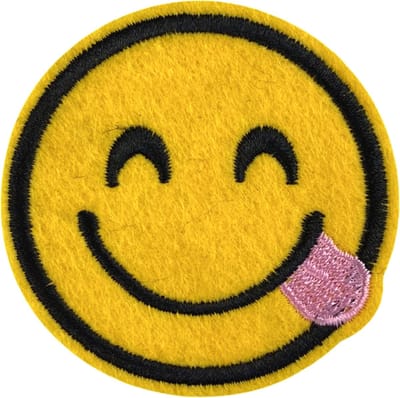 Emoji Uitgestoken Tong Roze Strijk Patch 6.2 cm / 6.2 cm / Geel Zwart Roze