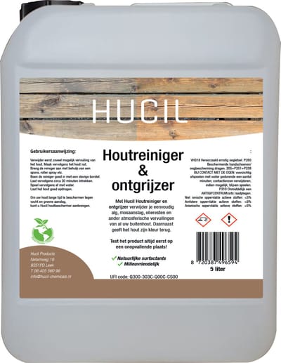 Houtreiniger en houtontgrijzer - 5 liter - wood cleaner - hout reiniger - teak cleaner - terrasreiniger vloeistof - terrasreinigers