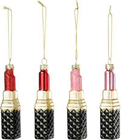 J-Line hanger Lippenstift - glas - rood/roze - 4 stuks