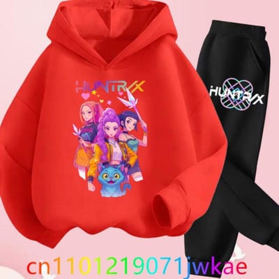 KPop Demonenjagers Kinderen Cartoon Lange Mouw Hoodie en Broek 2-delige Set Peuter Baby Meisjes Jongens Outfit Boutique Kleding Pak 150