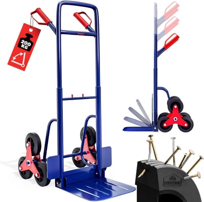 Trap Steekwagen - Transportkar - Zware Lasten Verplaatsen - Inklapbaar Frame - Tot 200 kg - Blauw
