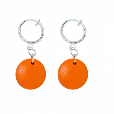 Klem oorbellen oranje hout zilverkleur 1.5 cm Tordis