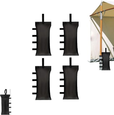 4 stuks - Zandzak voor luifel - Draagbare zandzak met handvat - 420D Oxford-stof outdoor zandzak - Vaste campingzandzak - Zandzak voor tent - Geschikt voor snel op te zetten luifels, tenten en strandparasols (zwart)