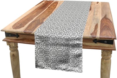 ABAKUHAUS – Tafelloper Antiek Mozaïek – Grijs/Wit, 40x180 cm