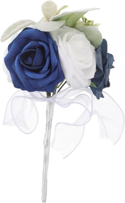Kunstbloemen Bruidsboeket - Bruidsboeketten Rozen - Bruiloft Decoratie - Unieke Kleurencombinatie - 24 x 15 x 15 cm - Lichtpaars Groen