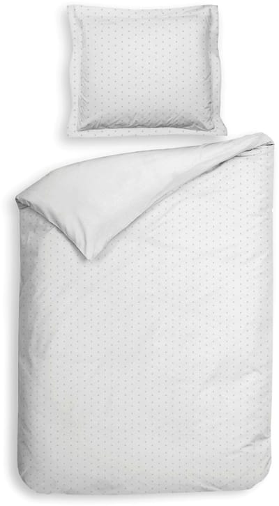 Heckettlane Dekbedovertrek Punto - Bedlinnen met Stippen - 140x200-220 cm - Eenpersoons - Wit - Dekbedovertrek van 100% Katoen-Satijn