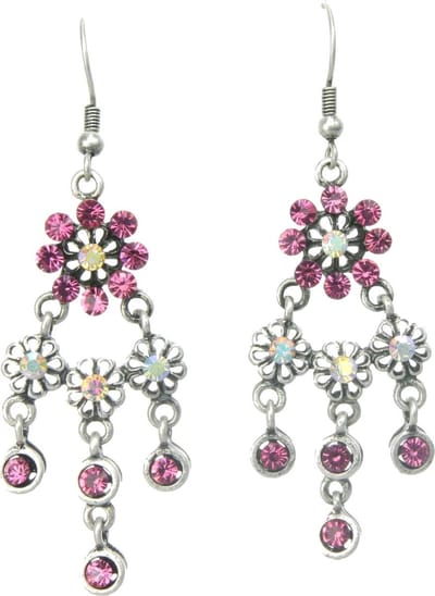 Behave - Oorhangers met roze bloemen en steentjes - Romantische look