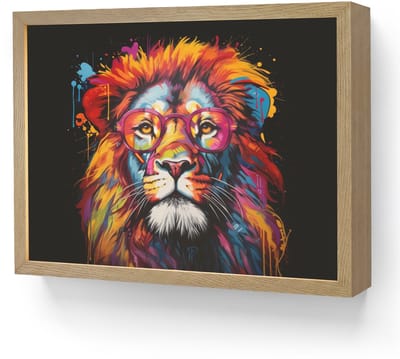 Wandlamp 40x30 cm - Oplaadbaar - Graffiti - Leeuw - Bril - Zwart - Kleurrijk - Wandlampen binnen woonkamer - Slaapkamer lamp - Decoratieve nachtlamp - Vloerlamp draadloos