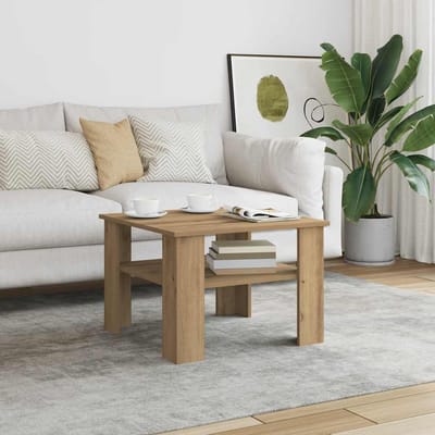 vidaXL - Salontafel - 60x60x42 - cm - bewerkt - hout - artisanaal - eikenkleur