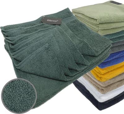 iSleep Terry Gastendoekje - 6 Stuks - 30x50 cm - Donker Groen
