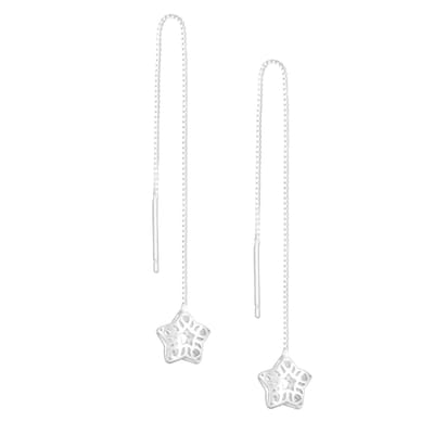 EAR IT UP - Doortrekoorbellen - Ster - Star - Threader - 925 sterling zilver - 89 x 8 mm - 1 paar