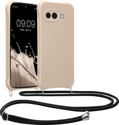 kwmobile telefoonhoesjegeschikt voor Google Pixel 9a - Hoesje van siliconen met telefoonkoord - In crème