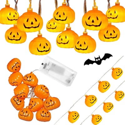 Halloween Licht Pompoen 10 stuks - Halloween Decoratie Lichtsnoer - 2 meter - Oranje