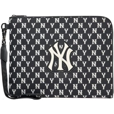 MLB Monogram Serie NY Yankees Vintage Bloemendruk Groot Logo Polyester Portemonnee Clutch Unisex portemonnees Zwart 3APOS012N-50BKS One Size gray