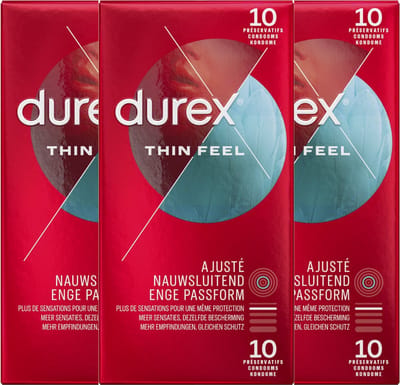 Durex Condooms Thin Feel Close Fit 10st - 3 Stuks - Voordeelverpakking