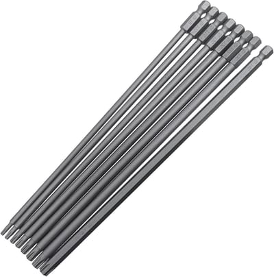 200mm Lange Schroevendraaier Bit Set met Torx Hoofd - 8 Stuks - Sabotage Proof - Magnetisch - S2 Staal