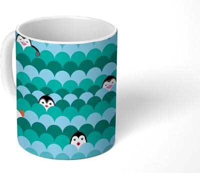 Mok - Koffiemok - Cirkel - Pinguïn - Design - Mokken - 350 ML - Beker - Koffiemokken - Theemok