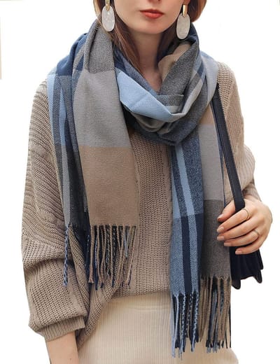 Sjaal Dames - Pashmina Sjaal - Warme Bescherming - Zachte Polyester Stof - 70x180 cm - Blauw