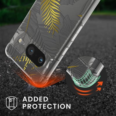 kwmobile telefoonhoesje geschikt voor Google Pixel 8 - Hoesje met telefoonkoord - Back cover voor smartphone - Case in geel / grijs / transparant