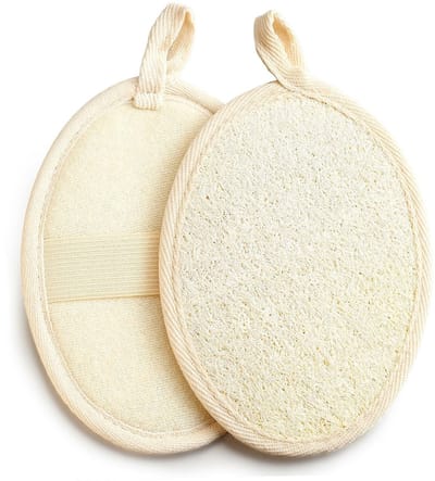 Dailygoods- Loofaspons 2 Stuks - Natuurlijke Exfoliërende Bodyscrubber - Biologisch Afbreekbaar - Milieuvriendelijk - Geschikt voor Douche/Bad - Gezonde Reiniging - Badschrobber