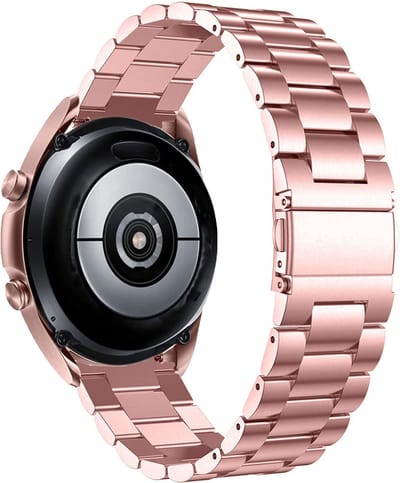 Strap-it Stalen schakel bandje 20mm - RVS bandje geschikt voor Xiaomi Amazfit GTS 1-2-3-4 / Bip / Bip Lite / Bip S / Bip U Pro / GTR 42mm - Huawei Watch GT 2 42mm / GT 3 42mm / GT 3 Pro 43mm - rosé pink