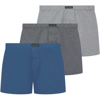 Lyle & Scott Gewatteerde gebreide boxershorts voor heren (3-pack) (Grijs/Blauw)