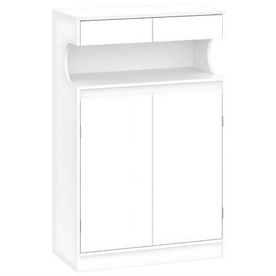 Badkamerkast – Voor Badkamer & Keuken – Opbergkast met 2 Lades, 2 Deuren en Verstelbare Plank – Wit