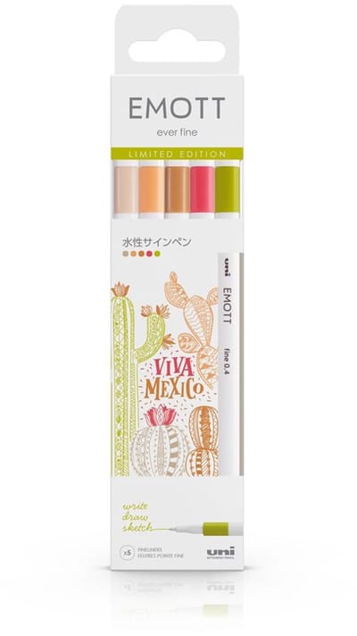 Uni Emott Fineliner Set 5 stuks - Viva Mexico Limited Edition