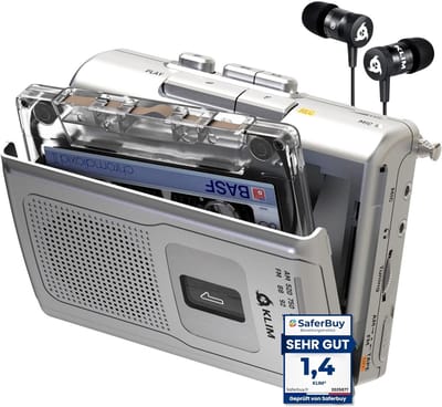 Cassettespeler Recorder - Draagbare Audio - Muziek Luisteren - Ingebouwde Microfoon - 12 cm Breed - Zilver