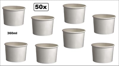 50x IJsbeker Big wit 360ml - karton - IJs beker vruchten slagroom ijsbak schepijs softijs ijsje zomer