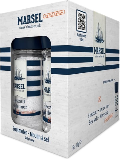 6x Marsel zoutmolen - keukenzout - zeezout - culinair zout - eetzout